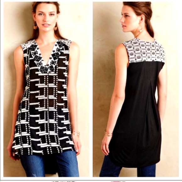 Anthropologie Tops - Anthropologie Tiny Embroidered Sheer front Tunic